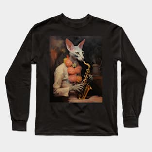 Saxophonic Feline Serenade Long Sleeve T-Shirt